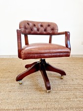 Chaise de bureau en cuir Wade style Chesterfield