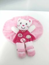 Doudou Plat/Mouchoir Chat Rond Blanc Rose Fleur Coeur Kitchoun - Nicotoy Kiabi