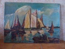 Tableau : huile sur toile , MARINE BRETONNE , non signée