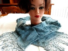 Foulard long Vert avec Broderies