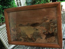 Grand tableau en marqueterie de bois fin XIXè, dans le goût de Charles Spindler 