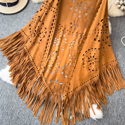 Femme boho faux daim frange - faux,