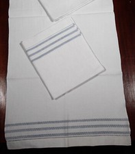 Lot de 3 grands Torchons anciens professionnels à  liteaux bleus - 115/48 cm