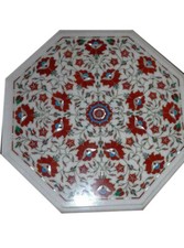 18 " Marbre Coin Table Top Demi Précieux Pierres Handmade Incrustation Art Décor