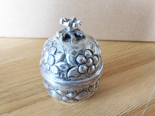 Antique silver box flower - box,