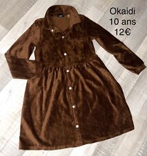 Okaidi 10 Ans Fille : Robe Velours Marron Hiver TBE