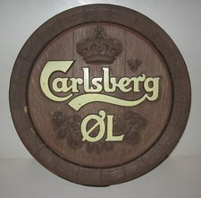 CARLSBERG ENSEIGNE TONNEAU PLV BIERE VINTAGE 80s BARREL DISPLAY ADVERTISING SIGN
