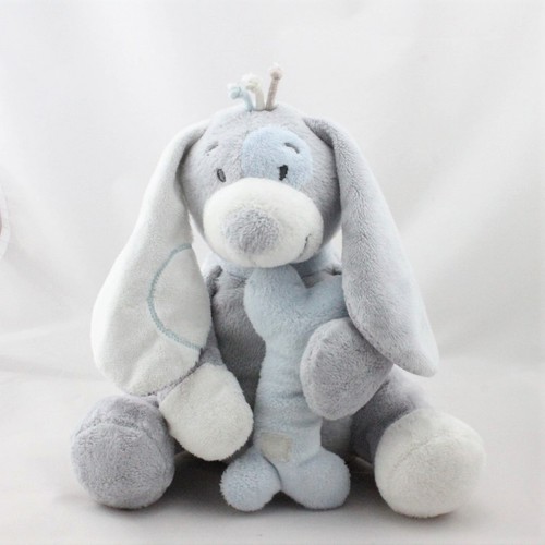 Doudou musical chien gris
