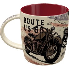 Tasse En Céramique Blanche Moto ROUTE 66 Carte De Vélo 8,5 X 9