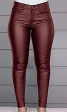 Pantalon simili cuir bordeaux avec Poches latérales Elastiques XL (42)