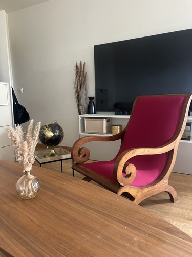 Fauteuil place bois tissu - bois, et