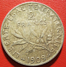 France. 2 Francs semeuse 1909. TB à TTB