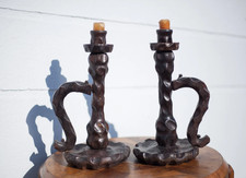 Paire de bougeoirs bois