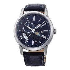 Automatique Montre Homme ORIENT SUN & MOON RA-AK0011D30B Cuir Bleu