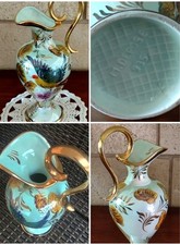 Ancien Vase Aiguière en Céramique Émaillée Peint À La Main numéroté 935 E  T.B.E