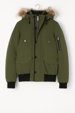 VESTE BLOUSON en PLUMES ELEVEN PARIS de couleur kaki avec capuche NEUF T/L