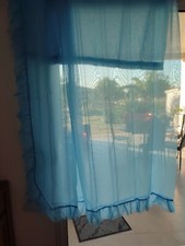  Voilage Grande Largeur Vintage Bleu 300cm