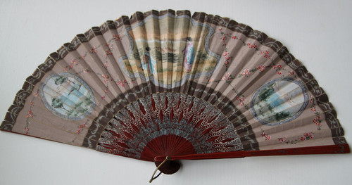 Superbe éventail bois papier - ,