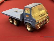 Jouet Ancien Camion Plateau 44cm TONKA ACIER PRESSÉ BLEU Années 70 Fonctionne