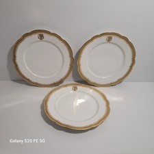 Mansard a PARIS 3 Assiettes Porcelaine dorée Or style  Sèvres