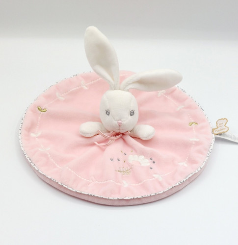 Doudou plat rond - lapin, rose