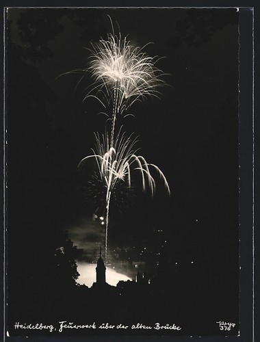 Carte postale heidelberg feux - carte, heidelberg,