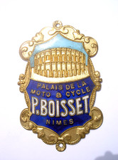 Plaque de Velo Cycles P.BOISSET à Nimes - Old Bike Head Badge Vintage - Emaillee