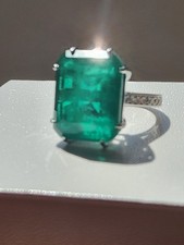 bague argent Émeraude Traité 10cts Diamant  7us 