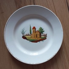 Assiette faience Montereau Louis Lebeuf aux arts utiles 1834 chateau