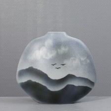 Grand vase lentille porcelaine de Virebent France design XXème