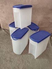 TUPPERWARE lot de 5 boite modulaire pop s couvercle bleu peu utiliser 1 ,6 litre