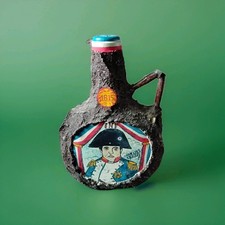 bouteille gourde 1815 décor napoléon en verre et immitation bois vintage
