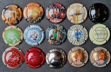 Lot 15 CAPSULES générique Divers VERRE BULLES -  PLAQUE DE MUSELET CHAMPAGNE
