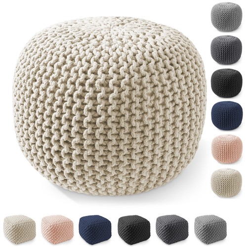 Cotton pouf ottomans knit - cotton, ottomans,