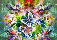 Puzzle "Fleurs Et Papillons De