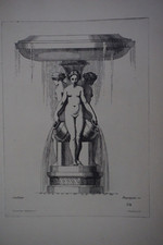 PEQUEGNOT (1819-1878) GRAVURE XIX ORNEMENT VERSAILLES BAROQUE FONTAINE ANTIQUE B