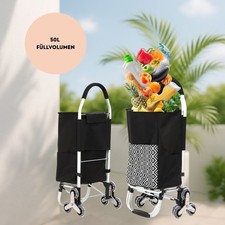 Chariot de courses avec 2 x 3 roues de monte-escalier - noir argent