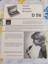 ancienne fiche brochure technique MICROPHONE AKG D58