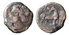 ZEUGITANIE-CARTHAGE ; Shekel ou Unité ; 215-201 av JC ; TANIT-CHEVAL / LA16