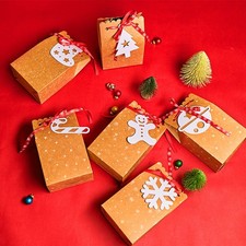  6pcs paquet de biscuits de bonbons en papier brun boîtes de papier de Noël