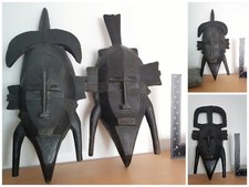 Lot de 4 masques Sénoufos anciens – Côte d’Ivoire – 2 identiques – 40cm