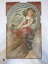 Alphonse Lithographie Mucha off set cm 50x70 avec certificat - signature plaque