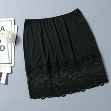 Femme Soie Jupe Dentelle Demi Combinaisons Jupon Slim Jupons Droit Floral Souple