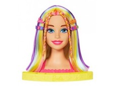 Grande Tete a coiffer Barbie Blonde avec meches arc en ciel - 22 accessoires