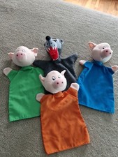 Ensemble  de marionnette AU SYCOMORE Ausycomore Les 3 petits cochons et le loup 