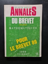 Annales du brevet collèges Mathématique 1988 | Bon état