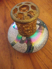 Rare lampe Berger brûle parfum  1920 1930 verre irisé iridescent Loetz Kralik !