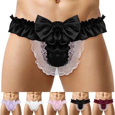 Sissy Hommes Lingerie Satin Culotte Bikini String Slip sous-Vêtement G-String