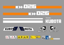 Kubota KH026 Mini Digger Décalque Autocollant Set avec Sécurité Alarme Enseignes