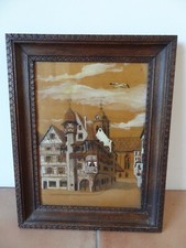 Ancien tableau alsacien en marqueterie signature à identifier 